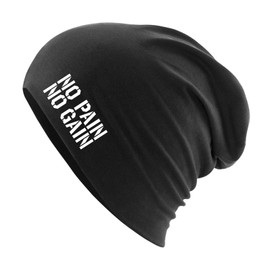 Huuraa Beanie No Pain No Gain Dumbbell Gift No Pain No Gain Gift Idea, black, Unit size