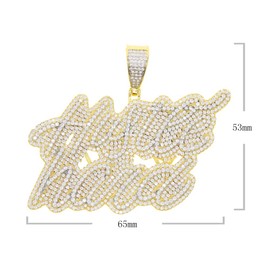 Hip Hop Cursive Letter Hustle Hard Pendant Necklaces for Men Women, Brass, Cubic Zirconia