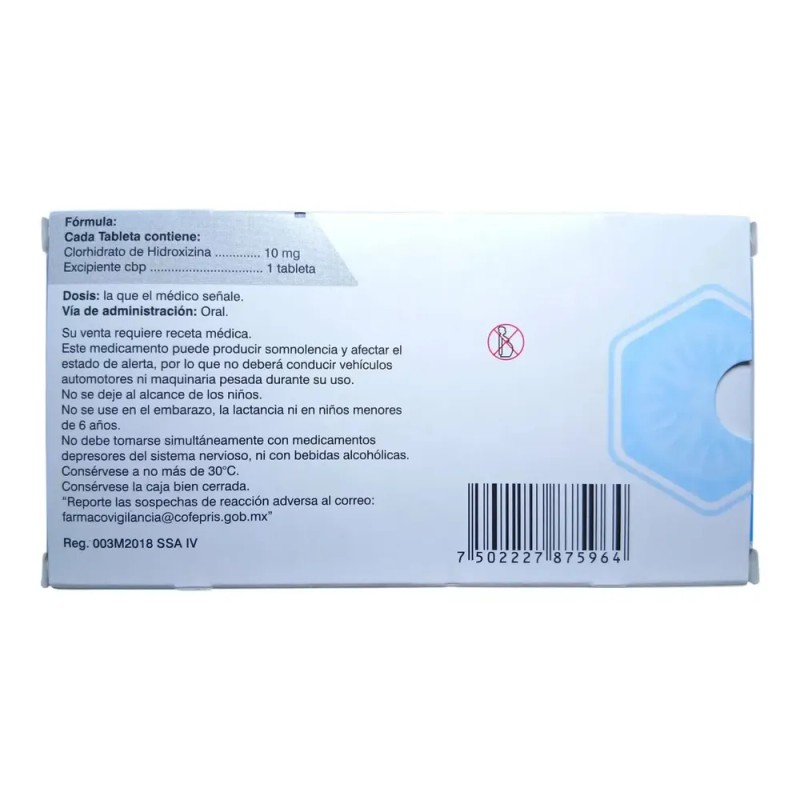 Xylam Hidroxizina 10mg C/30 Tabletas Raam