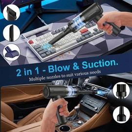 Handheld Car Vacuum Cordless Interior Cleaner, 20000Pa Suction & Air Duster