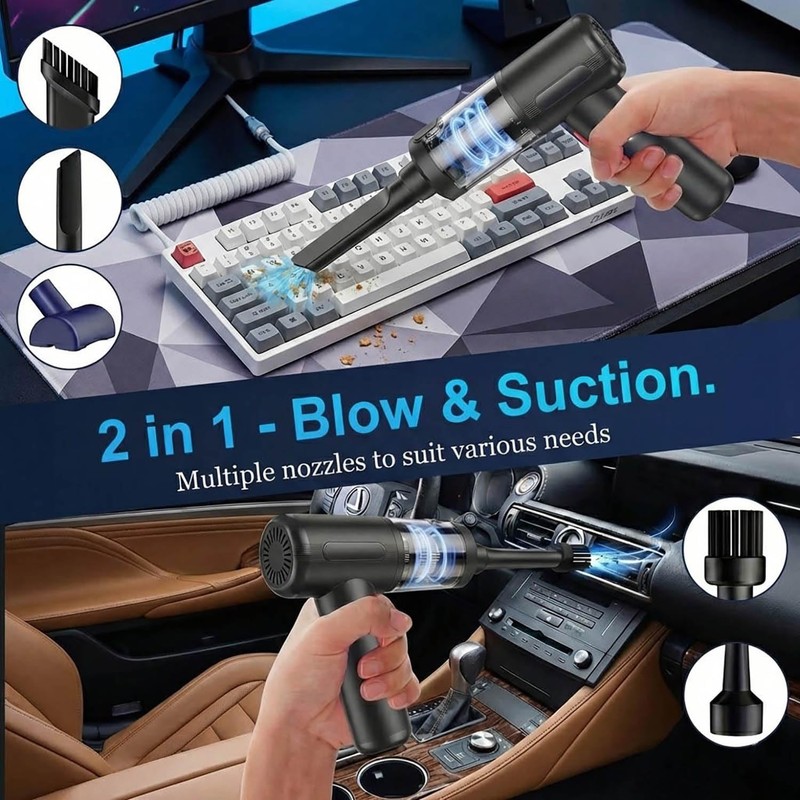 Handheld Car Vacuum Cordless Interior Cleaner, 20000Pa Suction & Air