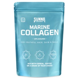 SUNNA SUPPLEMENTS SUNNA SUPPLEMENTS Marine Collagen Powder - Pure Hydrolysed Fish Peptides (Type 1 Collagen) - High Strength for Skin, Hair, Nails, and Joints - Non-GMO & Gluten Free | Unflavoured