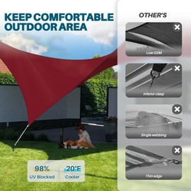 COARBOR 7'x11' Waterproof Sun Shade Sail Rectangle Canopy Shade Cover for Patio Outdoor Backyard Lawn Garden Pergola, Red