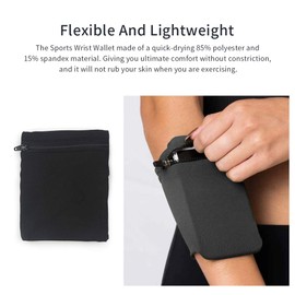 Sports Wrist Wallet, Running Cycling Wristband Sweat Band for Men &Women, Zipper Phone Holder Bag for Key, Money, Cards Storage
