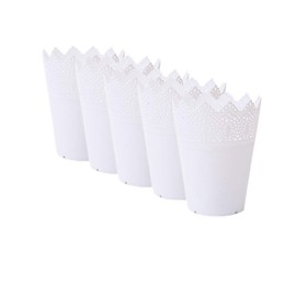 DODXIAOBEUL 5 Pack 5.5" High Plastic Planters,Storage Bins,Planter Nursery Pots,Indoor Planter Flower Pots,Succulent/Plant Pot or Make Up Pencil Holder Pierced Flower Decor Home Decor (White)