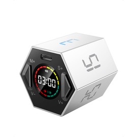 PIHEN Ticktime Pomodoro Productivity Timer Cube, Hexagon Flip Clock, Pause & Resume, Mute & Adjustable Sound Alert, for Work, Office, ADHD, Study, Task, 3/5/10/15/25/30min & Custom Countdown - Gray