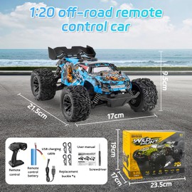 Remote Controlled Car, 1:20 RC Car, Remote Controlled, 2.4 GHz Remote Controlled Monster Truck, 4WD All Terrain RC Drift Car, RC Car Remote Controlled from 3 4 6 8 Years Children Gifts for Boys and