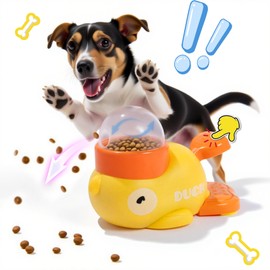 Appotemiss Interactive Dog Slow Feeder Puzzle Toy Durable Duck Shaped Design for Small Medium Dogs Promotes IQ Training Fun Mealtime Feeding Solution Interactive Pet Feeder-Yellow