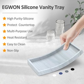 Bathroom Vanity Tray,Thick Original Silicone Soap Dispenser Tray,EGWON Shatterproof Toilet Tank Tray Vanity Tray for Dresser Tops,Bathroom Tray for Perfume,Soap Bottle