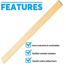 Brass Flat Bar, 1/8" x 1"x 12" C360 Brass Flat Bar Stock, Solid Plate Mill Stock