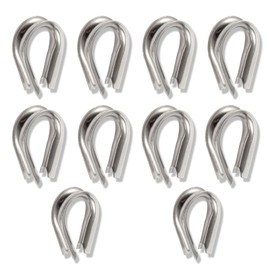 LEONTOOL 10pcs M10 304 Stainless Steel Thimble for 3/8 Inches Diameter Wire Rope Cable Thimbles Rigging 10mm Wire Rope Tube Thimble Heavy Duty Cable Clamps Assortment