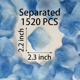 Separated Gradient Blue Silk Rose Petals,1520 Pcs Blue Rose Petals for Romantic Night for Him,Blue Flower Petals,Fake Flower Petals for Wedding,Artificial Faux Rose Petals for Valentine's Day（2.3'')