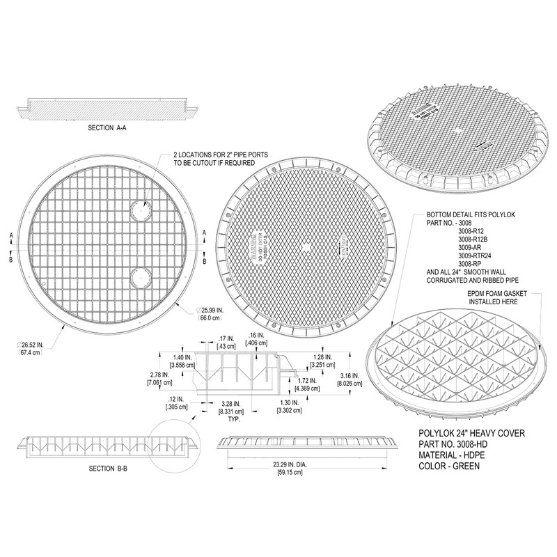 Polylok 24" Heavy Duty Cover/Lid for Corrugated Pipe (PN: 3008-HD)