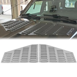 ECOTRIC Aluminum Louver Hood Vent Compatible with 1984-2001 Jeep XJ Cherokee/ 1986-1992 Jeep Comanche Cooling Panels Pair Kit Bolt On