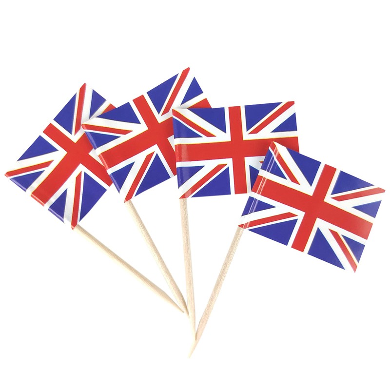 SHATCHI Union Jack Toothpicks British Sandwich Flags Food Cupcake Cocktail