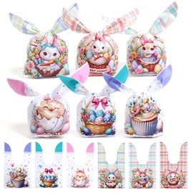 YimeBand Easter Treat Bag, 100Pcs Easter Gift Bags, 6 Styles Easter Goodies Bags Gift Bags, Easter Goodie Snack Party Favor Bags for Gift Giving Easter Decor Party DIY Supplies Favor