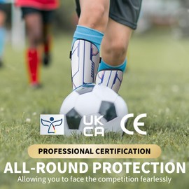 Kids Shin Pads - High Strength Polypropylene Shin Pads Boys for Ages 2 to 15, Skin Friendly & Non Slip Football Shin Pads with Ankle Protection(Blue)