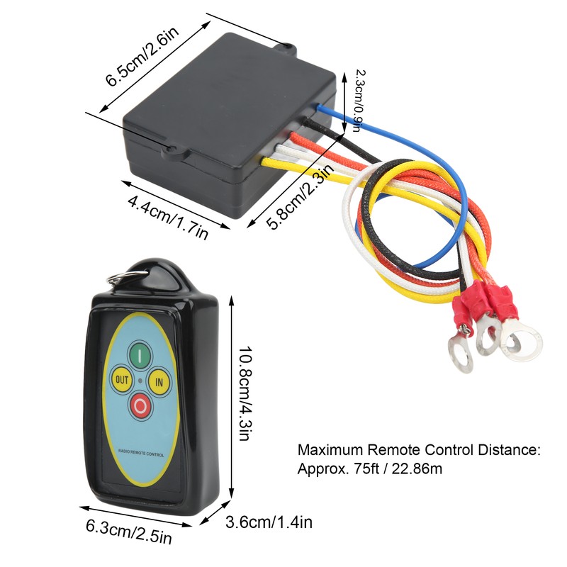 Wireless Winch Remote Control Kit 12V 24V 75ft Long Range