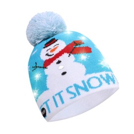 Kids LED Light Up Hat Beanie Knit Cap 6 LED Colorful Flashing Hat Xmas Christmas Party Hat Festival Gift Celebration Party Cosplay Winter Warm Sweater Ugly Cap for Boy Girl