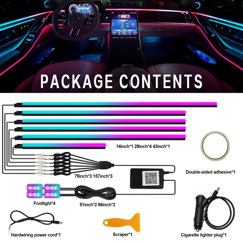 Dreamcolor Acrylic Interior Car Light 10 in 1 Automotive Ambient