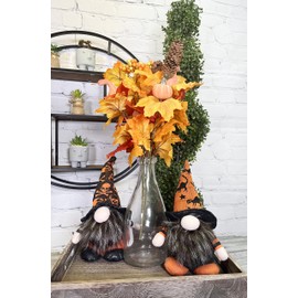 Admired By Nature 12 Stem Artificial Autumn Flowers Bouquet Bush - Fall Flowers, Pinecones, Berries Harvest Display (Orange/Gold) - for Home Decor, Weddings, Crafts, Events