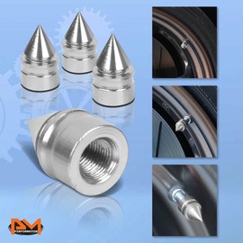 4Pcs Spiked Style Aluminum Tires Stem Caps Wheel Air Valve Dust Cover,Silver