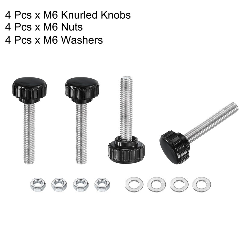 QUARKZMAN 4 Sets Knurled Knobs Knurled Screw Screws with Nuts