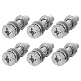 METALLIXITY Hex Bolts Hex Bolts Nuts M6x25mm Set of 6 304 Stainless Steel Full Bolt Nuts with Flat Washers & Lock Washers Furniture Repair Silver Tone