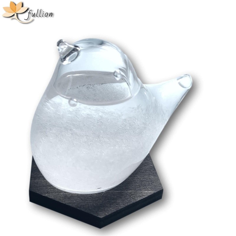fullion Storm Glass Bird Bird with Wood Base
