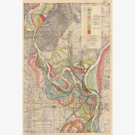Mississippi River Meander Belt, Geological Map by Harold Fisk, 1944- 1 of 15 - 16 x 24 inches