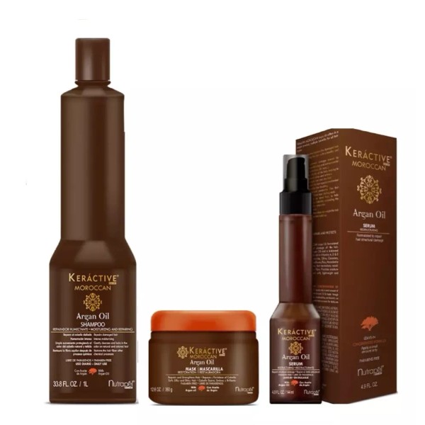 Nutrapel Keráctive Morocan Argan Shampoo 1 L + Mask +