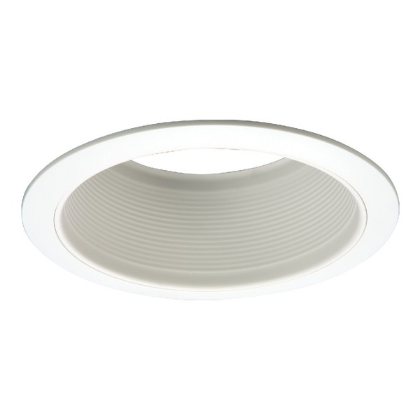 E26 Series 6 in. White Recessed Ceiling Light Fixture Trim with White Straight Side Metal Baffle