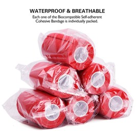 TOBWOLF 12PCS Self Adhesive Bandage, 4"x5yd / 10cmx4.5m Elastic Cohesive Bandage Wrap, Breathable Sports Tape, Medical Sport Wrap for Wrist, Ankle, Knee, Leg, Sprains & Swelling - Red