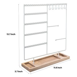 Jewelry Organizer Stand, LIUJIESHOP 5-Tier Necklace Organizer with Wooden Tray, Jewelry Holder for Earrings Necklaces Bracelets Watches, Gifts for Women Girls