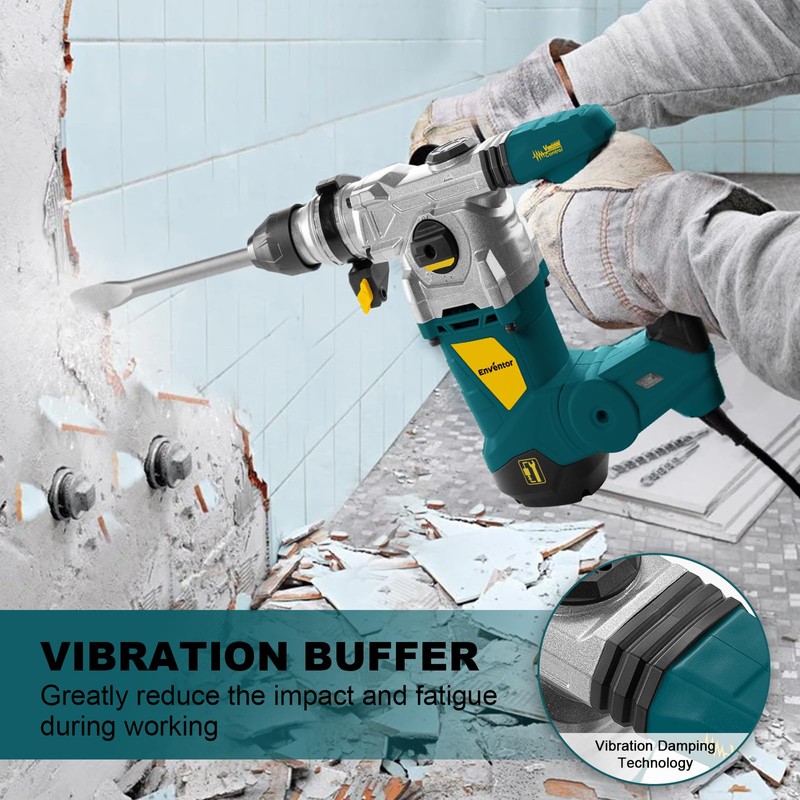 Enventor 1-1/4 Inch SDS-Plus 12.5A Heavy Duty Rotary Hammer Drill