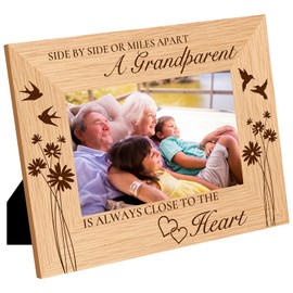 CREATCABIN Grandparent Picture Frame Wood Photo Frames Engraved Display Wooden Tabletop Postcard Frame For Hanging Wall Gallery Birthday Christmas Home Gifts Anniversary Desk Decor 4 x 6 Inch