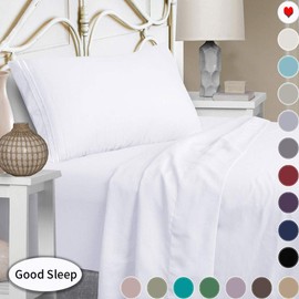 Mejoroom California King Bed Sheets Set 15 Inches Deep Pocket 1800 Thread Count Percale California King Sheets Super Soft and Comforterble Wrinkle Free & Fade Resistant(California King,White)