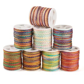 Cheriswelry - 8 rollos de 1 mm, hilo metálico, cuerda trenzada de nailon, cuerda de anudación china para bricolaje, kumihimo, macramé, borla de macramé, pulsera, collar, fabricación de joyas, 16.4