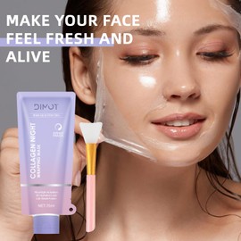 Zgxhga Collagen Night Wrapping Mask, Collagen Peel-Off Face with Jelly Brush - Deeply Hydrates & Firming & Glowy - Enhances Skin Elasticity, For Glowing Skin 2.54 fl.oz (1PC)