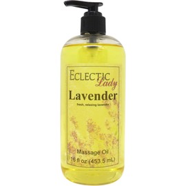 Lavender Massage Oil, 16 oz, with Sweet Almond Oil and Jojoba Oil, Preservative Free, Perfect for Aromatherapy and Relaxation