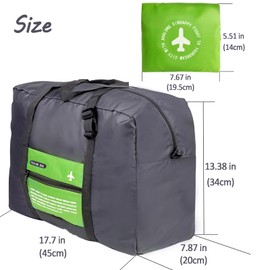 INVODA Travel Bag Foldable Duffle Bag for Women and Men Lightweight Luggage Bag Personal Item Bag for Airlines Weekender Carry on Bag Tote Overnight Bag, Green, Travel