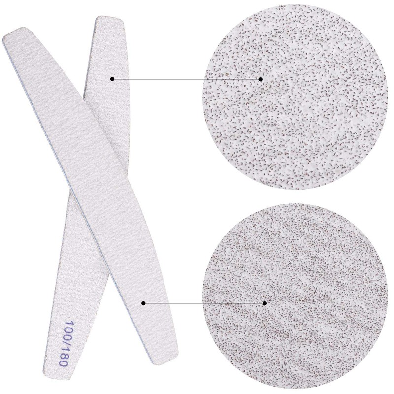 25 Pcs Nail Files 100/180 Grit Double Sides Washable Fingernail