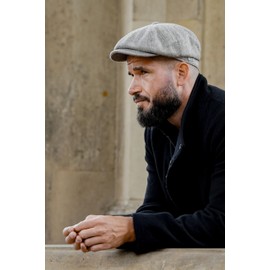 WEROR WEROR-437.1 Men's Flat Cap Peaked Cap with Peak with Cotton Lining, beige, 55