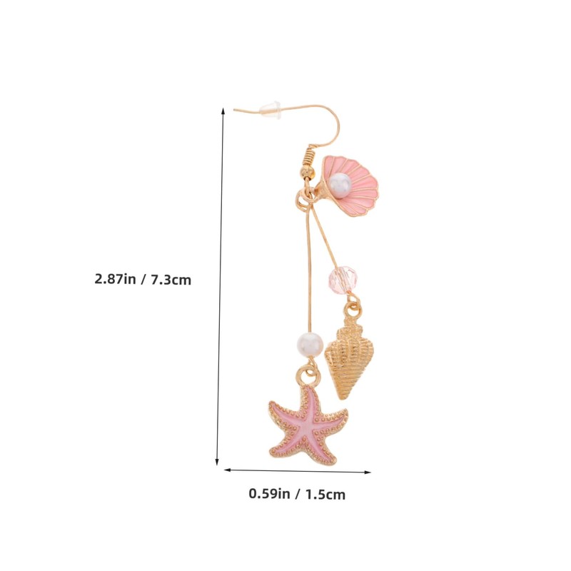 Healeved 1pair Seashell Conch Dangle Earrings for Women Lightweight Artificial