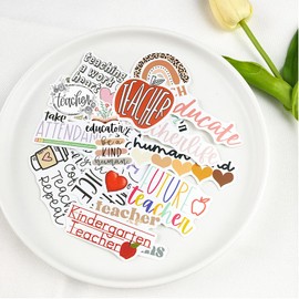 Teacher Stickers 50 Pcs, Vinyl Waterproof Stickers for Laptop Water Bottles Notebook, Teacher Appreciation Gifts in Bulk