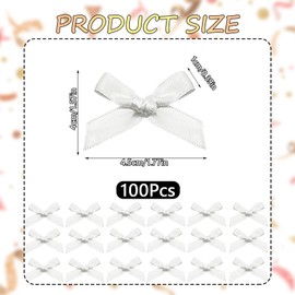 Bliceon 100Pcs Satin Little Bows, Small Ribbon Bow Flower, DIY Crafts, Sewing, Scrapbooking, Weddings, Christmas, and Party Decorations, Little Bows for Gift Wrapping and Crafts, White
