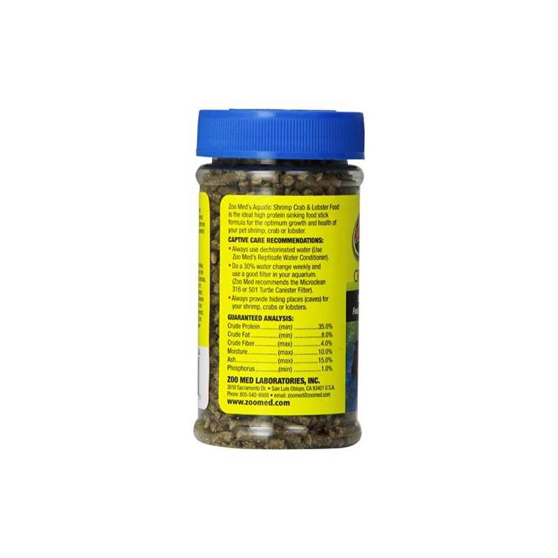 Zoo Med Laboratories SZMZM18 Aquatic Shrimp Crab Lobster Food, 2.5-Ounce
