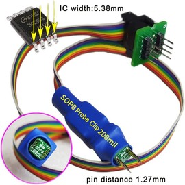 XGOIENZI SOIC8 SOP8 Test Clip Probe Line 208mil for EEPROM 93CXX/25CXX/24CXX Circuit Chip IC Programming on USB Programmer TL866 T48 RT809F RT809H