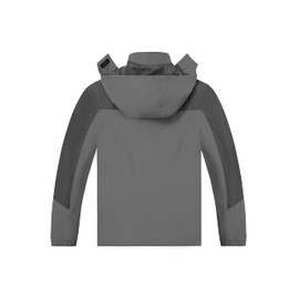 TEZO Mens Rain Jacket Waterproof with Hooded Hiking Coat Lightweight Windbreaker(GY/BK XL)