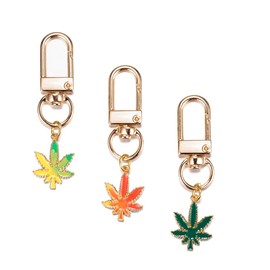 SWJEWEL Cute Maple Leaf Keychain 3pcs Set Mini Green Orange Gradient Leaves Key Chain for Women Bag Charm Flower Car Key Ring Pendant Purse Backpack Handbag Decoration LEAF